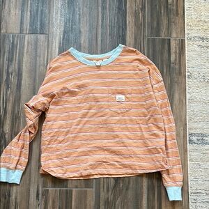 Roxy Orange and Blue Long Sleeve Tee Relaxed Fit